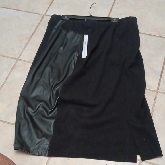 Carole Wren Dresses & Skirts - Elegant Black Midi Ponte Leather Skirt